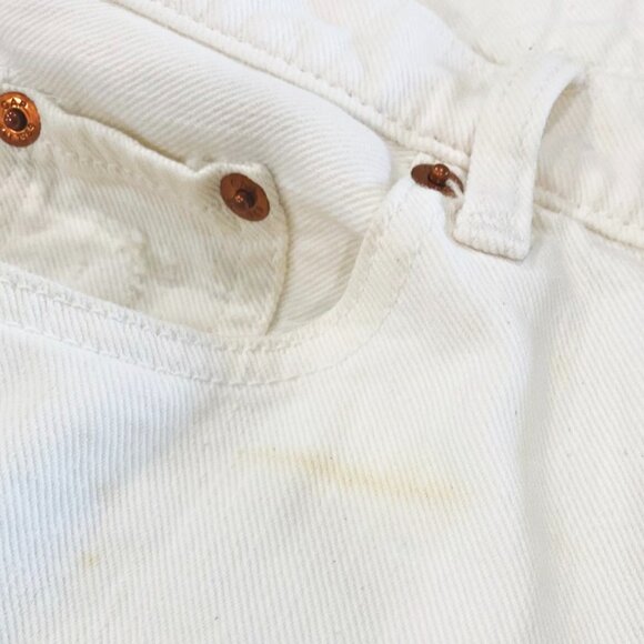 Gap 1969 Womens Jeans Relaxed Boyfriend White Cotton Ripped Button Fly 26 - Picture 2 of 14